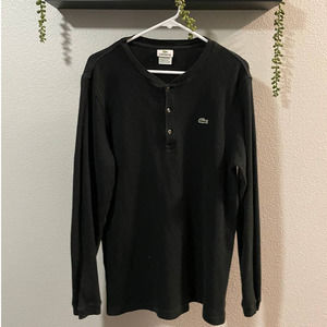 LACOSTE BLACK 3-BUTTON PREMIUM SWEATER